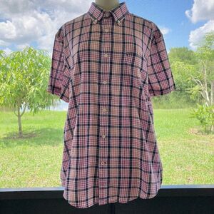 Tommy Hilfiger Men's short sleeve plaid button down shirt NWT size large